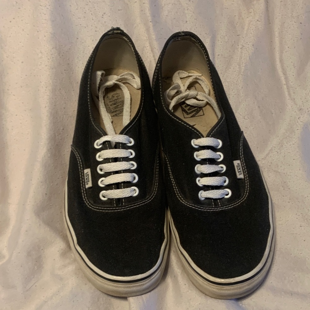 Vans Men's Black and White Canvas Sneakers Size 12